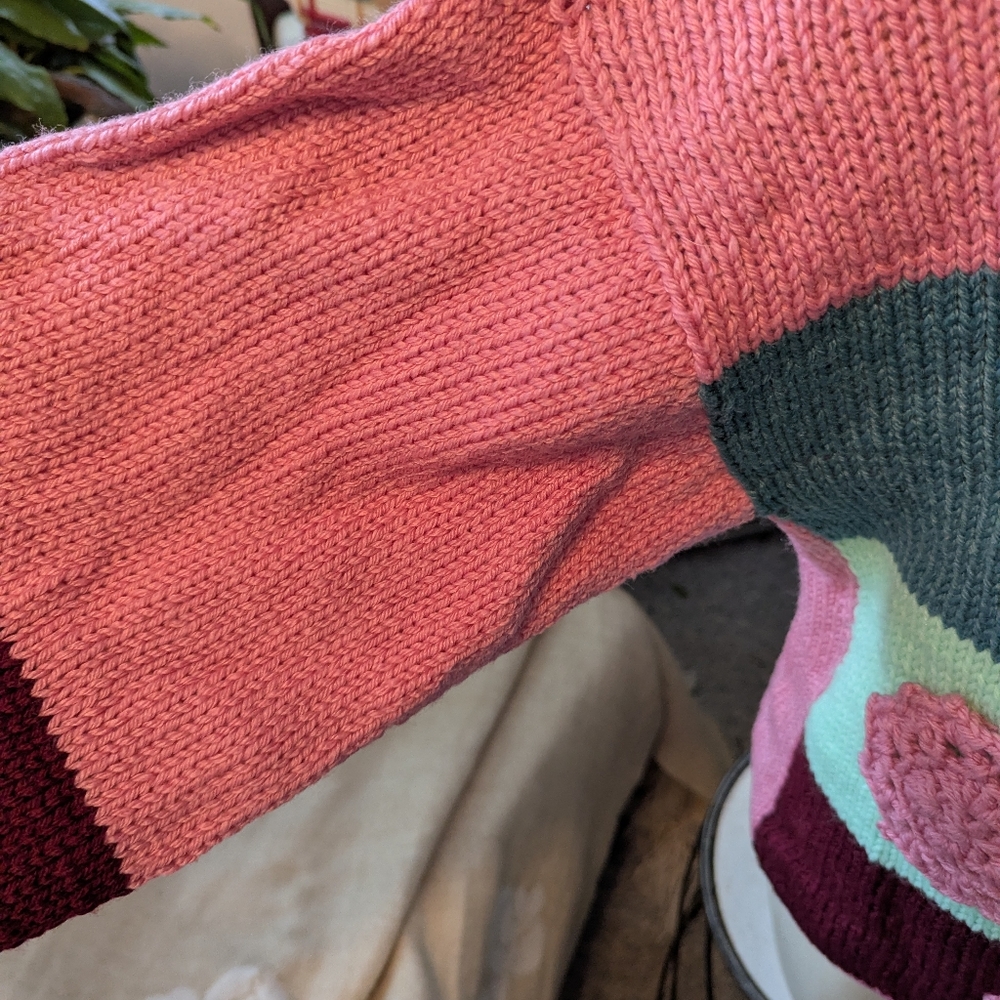 Handknit Ooak Custom Colorful Patchwork Knit Swea… - image 5